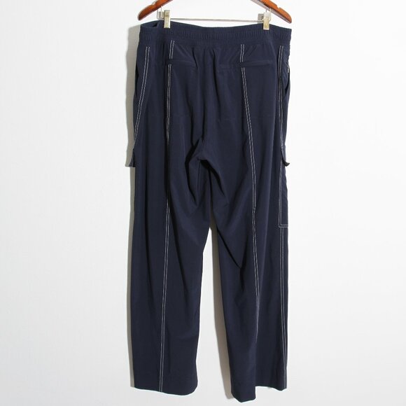 Athleta Chelsea Utility Wide Leg Pant High Rise Navy Blue Contrast Stitch Sz 16 - Picture 12 of 16